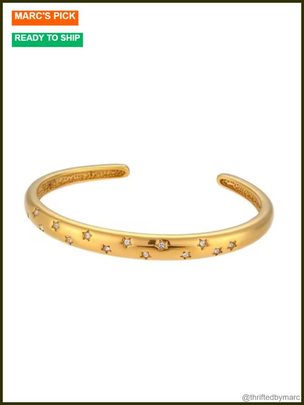 14K Gold Silver Plated Adjustable Cuff Bracelet Minimalist Star Bangle